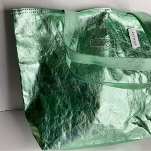 NWT Clinique Mint Green Metallic Tote Bag